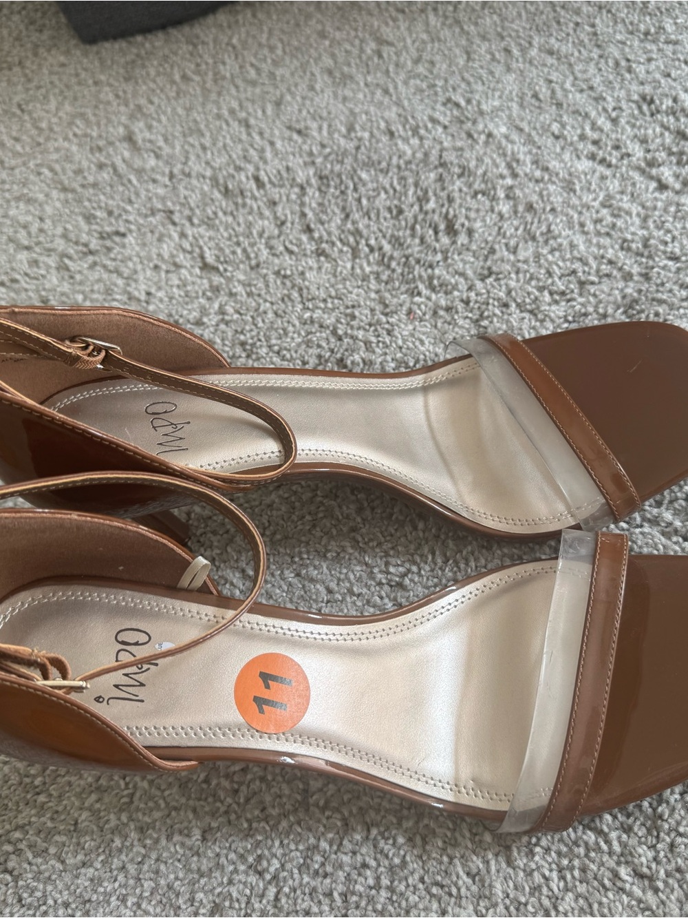 Qupid Brown Heel Sandals with Clear Strap